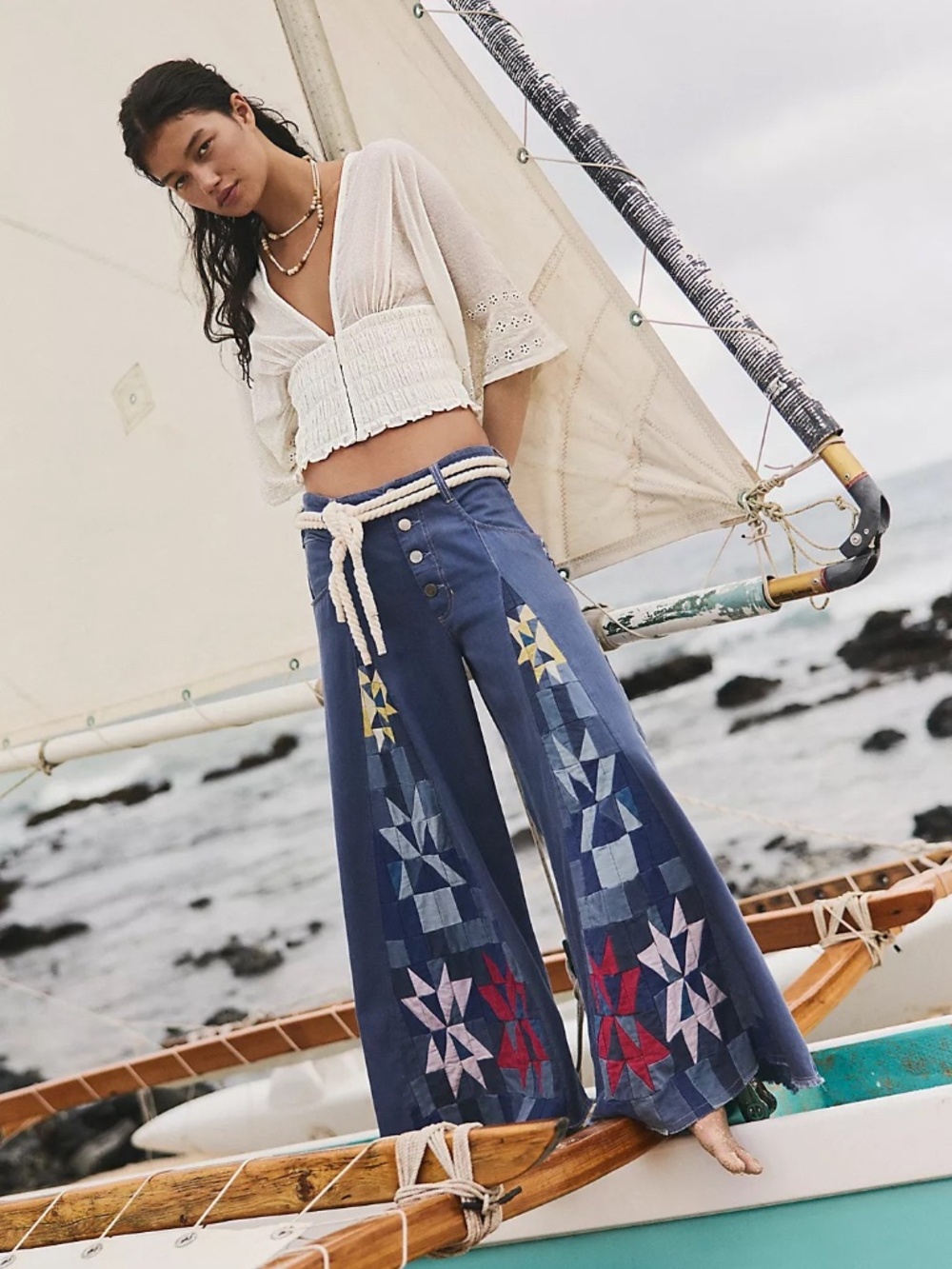 NWT Free People We The Free Kaleidoscope Wide Leg Jeans 28 - Picture 3 of 3